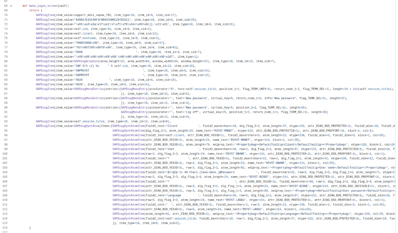 Construction of a hardcoded DIAG message