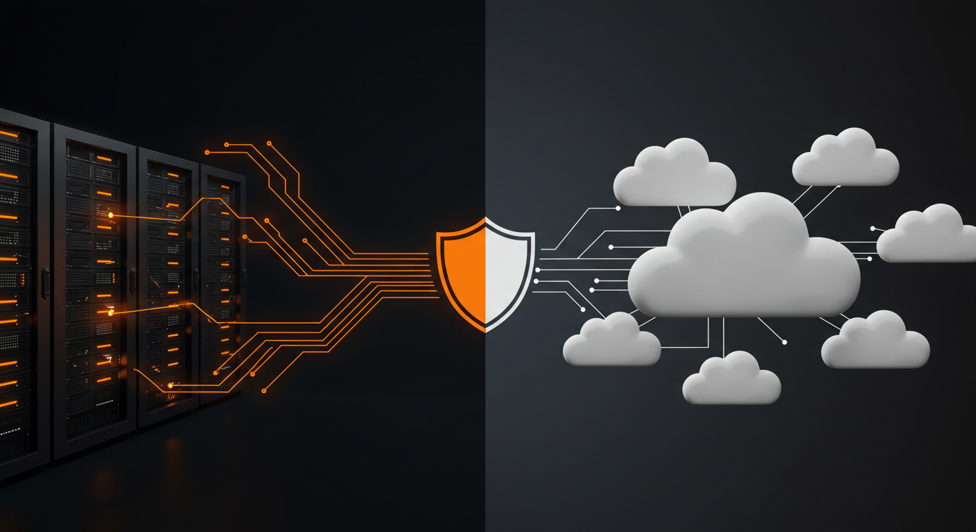 A conceptual diagram of a hybrid SAP environment with a central security shield.