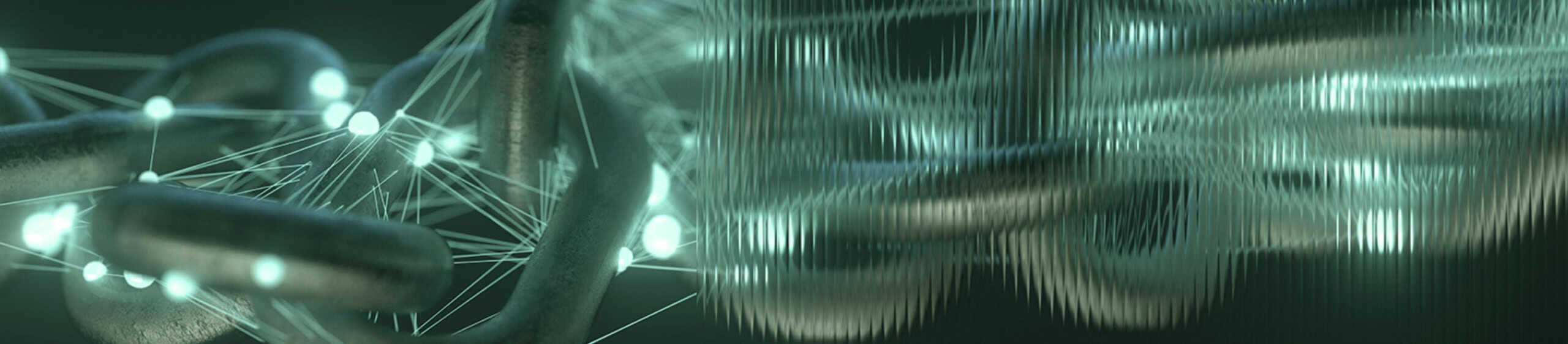 A stylized chain with lights and lines