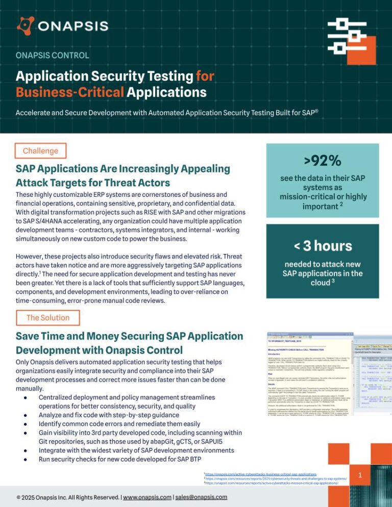 Onapsis Control: Application Security Testing for Business-Critical Applications