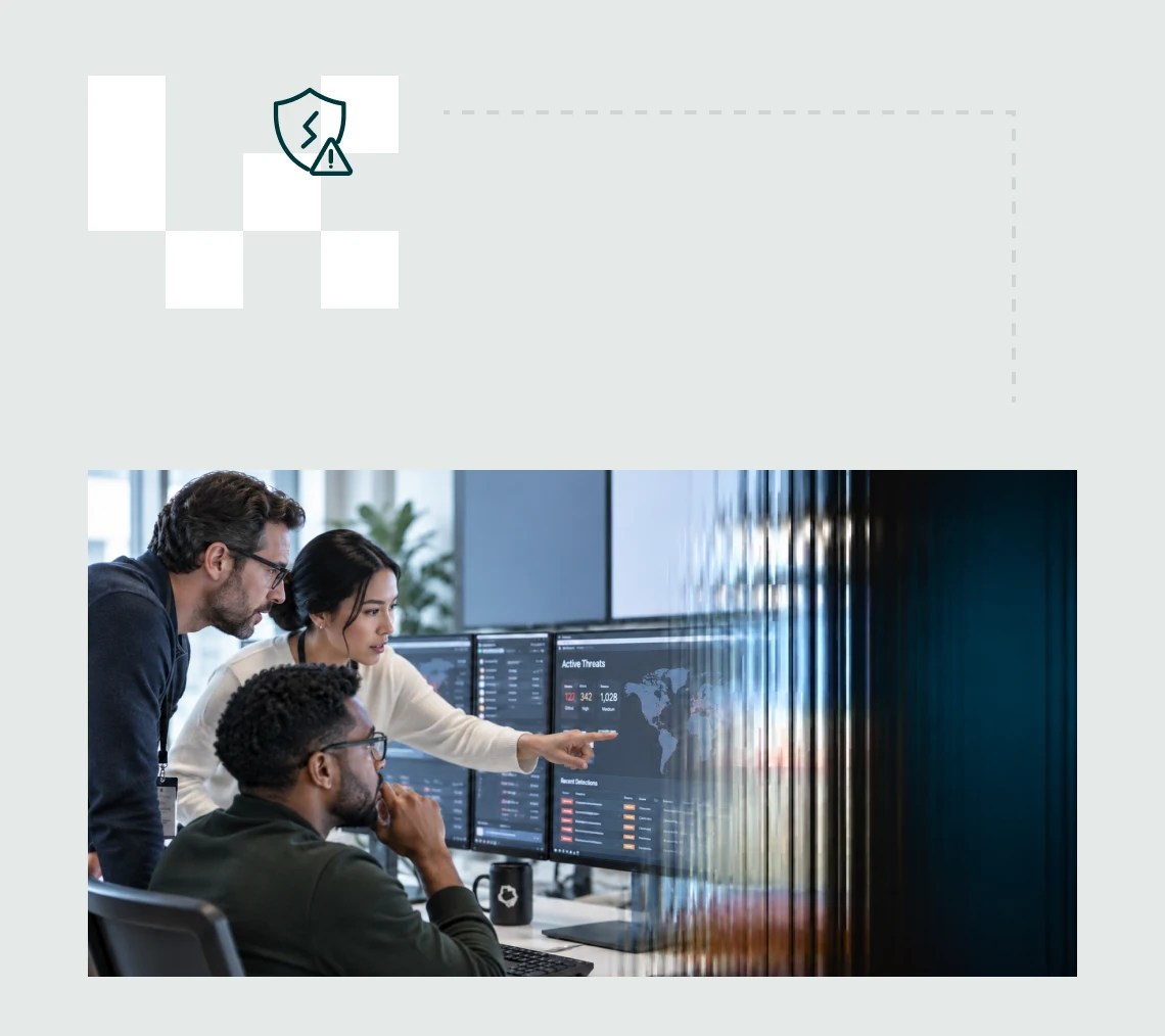 Cybersecurity incident response team reviewing security operations